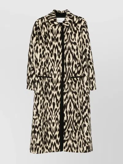 FORTE FORTE LONG ANIMAL PRINT COAT FEATURING POCKETS