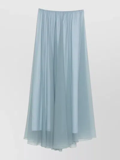Forte Forte Long Chiffon Skirt Elastic Waist Layers In Blue