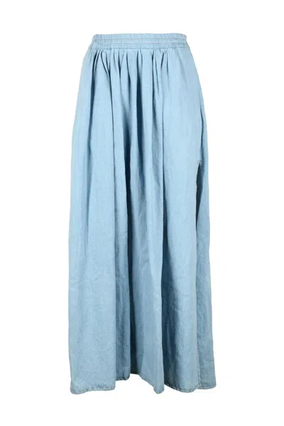 Forte Forte Long Denim Skirt Linen - Denim In Blue