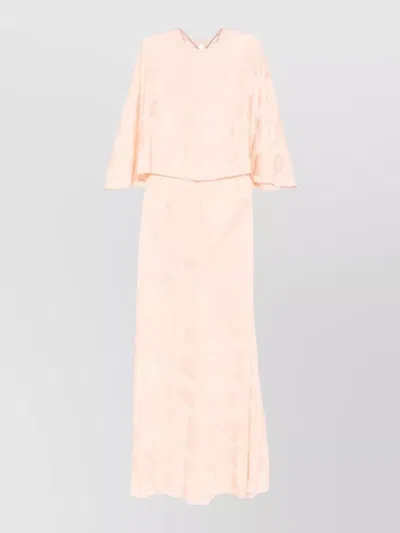 Forte Forte Long Dress Draped Detail Floral Pattern In Pink