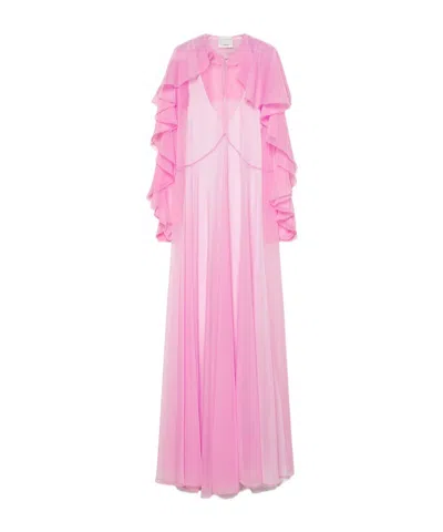 Forte Forte Long Dress In Contemporary Chiffon In Pink