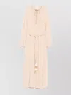 Forte Forte Long Dress With Pleated Design And Belt In Neutral