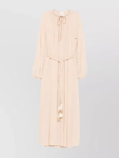 FORTE FORTE LONG DRESS WITH PLEATED DESIGN AND BELT