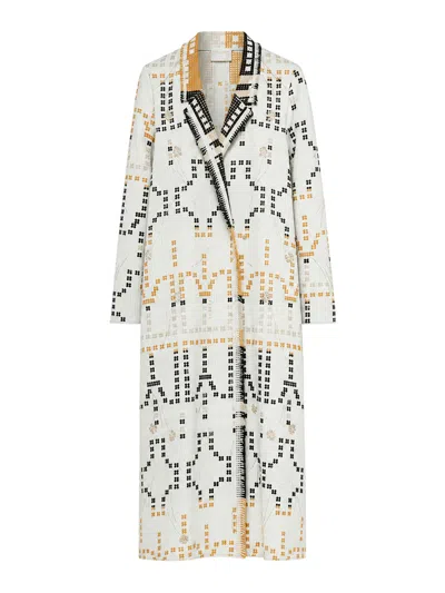 Forte Forte Geometric-pattern Jacket With Fringed Edges In White