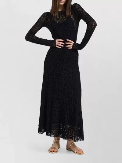 Forte Forte Long Lace Dress Fitted Silhouette Open Back In Black