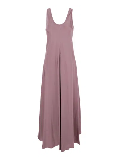 Forte Forte Long Pink Dress With U Neck In Fabric Woman In Purple
