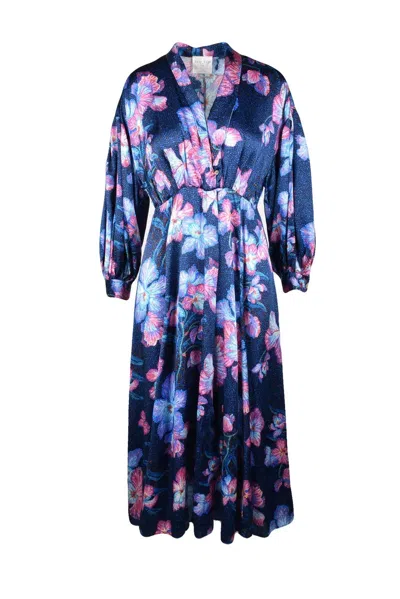 Forte Forte Long Silk Dress - Blue/pink