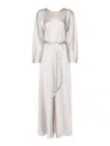 Forte Forte Forte_forte Long Silk Dress With Sash In Grey