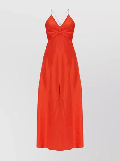 Forte Forte Long Silk Slip Dress With Adjustable Straps In Red