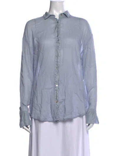 Pre-owned Forte Forte Long Sleeve Button-up Top In Blue