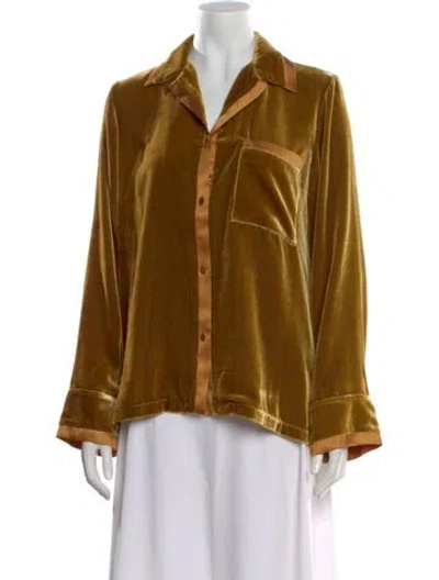Pre-owned Forte Forte Long Sleeve Button-up Top In Green