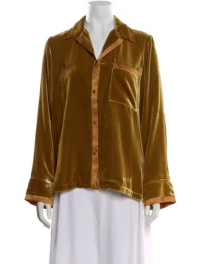 Pre-owned Forte Forte Long Sleeve Button-up Top In Green