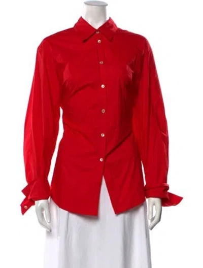 Pre-owned Forte Forte Long Sleeve Button-up Top In Red
