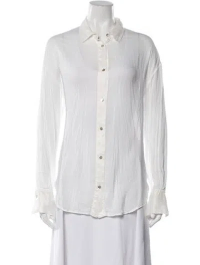 Pre-owned Forte Forte Long Sleeve Button-up Top In White