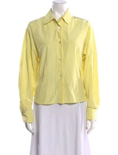 Pre-owned Forte Forte Long Sleeve Button-up Top In Yellow