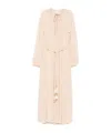 Forte Forte Long Dress With Pleated Design And Belt In Neutral