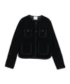 Forte Forte Short Quilted Jacket With Round Neck And Pockets In Black