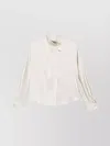 Forte Forte Long Sleeve Satin Blouse With Tassel Detail In Neutral