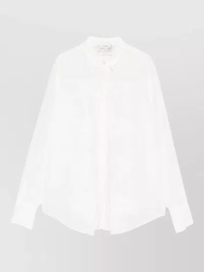 Forte Forte Long Sleeve Sheer Shirt Embroidered Design In White