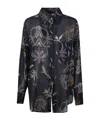 Forte Forte Long-sleeved Button-up Shirt With Intricate Floral Pattern In Black