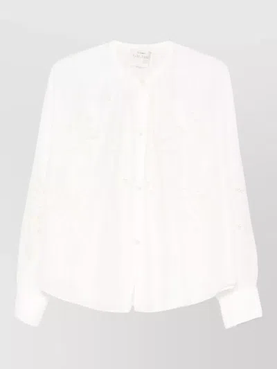 Forte Forte Long Sleeve Shirt Round Neck Embroidery In Neutral