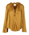Forte Forte Soft Silk Blend Green Blouse In Gold