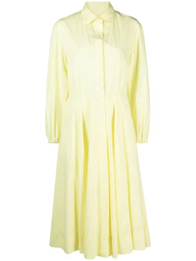 Forte Forte Long-sleeved Flared Dress In Yellow