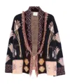 Forte Forte Sogni Multicolor Cardigan With Fringed Details And All-over Geometric Motif In Wool Blend Woman In Multi