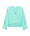 Forte Forte Silk V-necked Blouse In Green