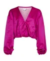 Forte Forte Cropped-bluse Aus Satin In Pink