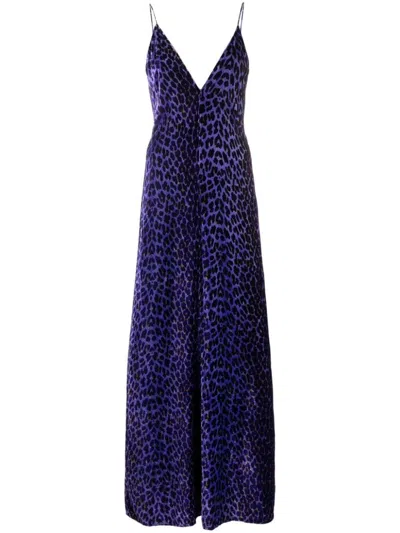 FORTE FORTE LONG VELVET LEOPARD PRINT DRESS