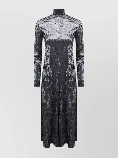 FORTE FORTE LONG VELVET STRETCH DRESS WITH HIGH NECKLINE