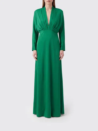 Forte Forte Long V-neck Slim Fit Silk Sheath Dress In Green