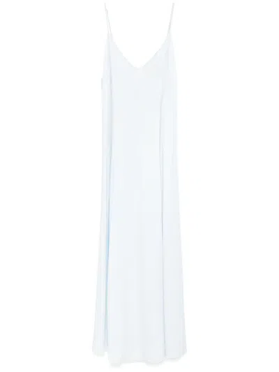 FORTE FORTE LONG WHITE DRESS WITH THIN STRAPS AND REAR SLIT