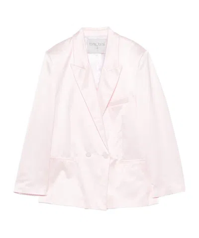 Forte Forte Chic Viscose Cotton Satin Tuxedo Ja In Pink