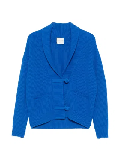 Forte Forte Long-sleeve Ribbed-knit Cardigan In Blue