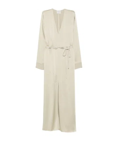 Forte Forte Belted Satin-finish Maxi Dress In White
