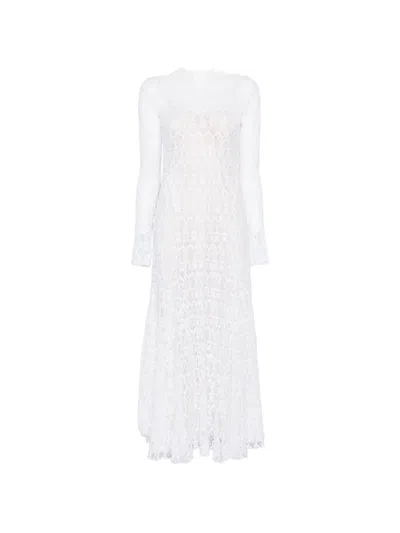 Forte Forte Lace Midi Dress Long Sleeves Open Back In Red