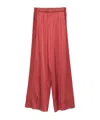 Forte Forte Silver Pinstripe Satin Regular Waist Pants In Red