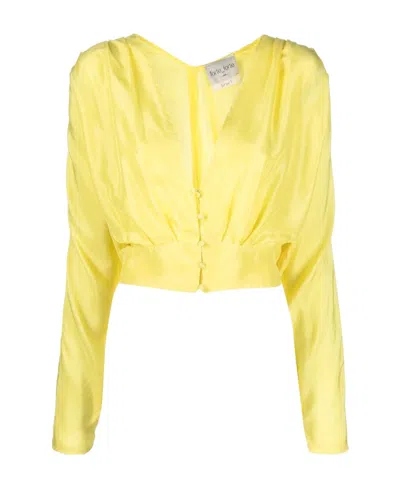 Forte Forte Low-chest Pleated Long-sleeved Shirt In Yellow