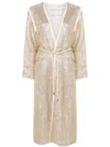 Forte Forte Twinkle Beige Coat With V-neck On The Front And Adjustable Waist Belt In Lurex Woman In Gold