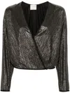 Forte Forte Lurex-detail Houndstooth Wrap Top In Black