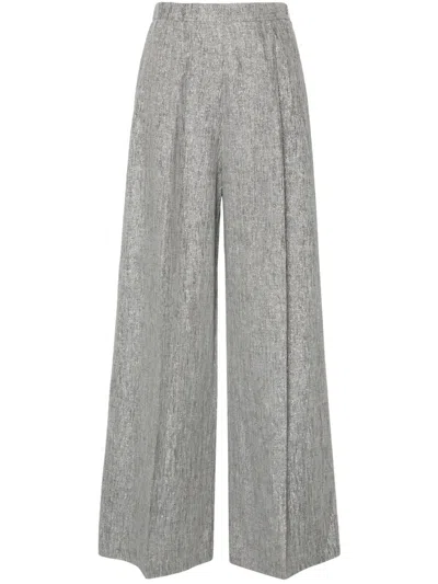 Forte Forte Lurex High-waist Palazzo Trousers In Blue