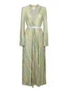 Forte Forte Multicolor Long Dress With Vertical Stripes Motif And Waist Belt In Tech Fabric Woman In Multicolor