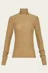 Forte Forte Lurex Jersey Turtle Neck T-shirt In Oro