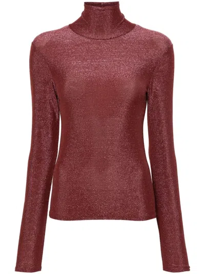 Forte Forte Lurex Roll-neck T-shirt In Red