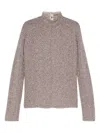 Forte Forte Textured Long Sleeve Mock Neck Sweater In Multi