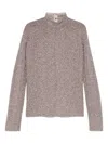 Forte Forte Textured Long Sleeve Mock Neck Sweater In Pink
