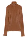 Forte Forte Lurex Turtleneck Top In Brown
