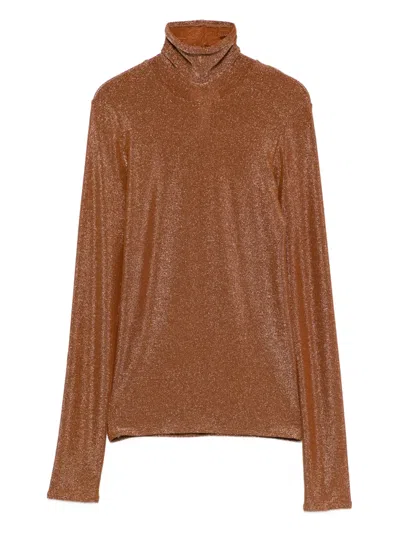 Forte Forte Lurex Turtleneck Top In Brown